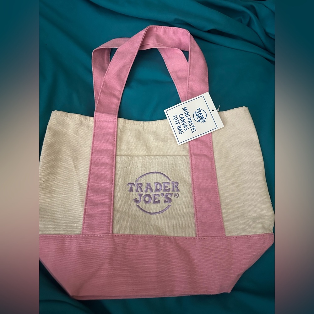NEW! Pink and Cream Canvas Tote Bag